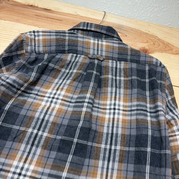 Eddie Bauer Flannel Shirt Small Gray Brown Button Up Long Sleeve Outdoors - Picture 11 of 12